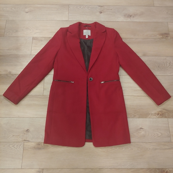 ASOS burgundy wool overcoat // size 0 - Picture 4 of 9